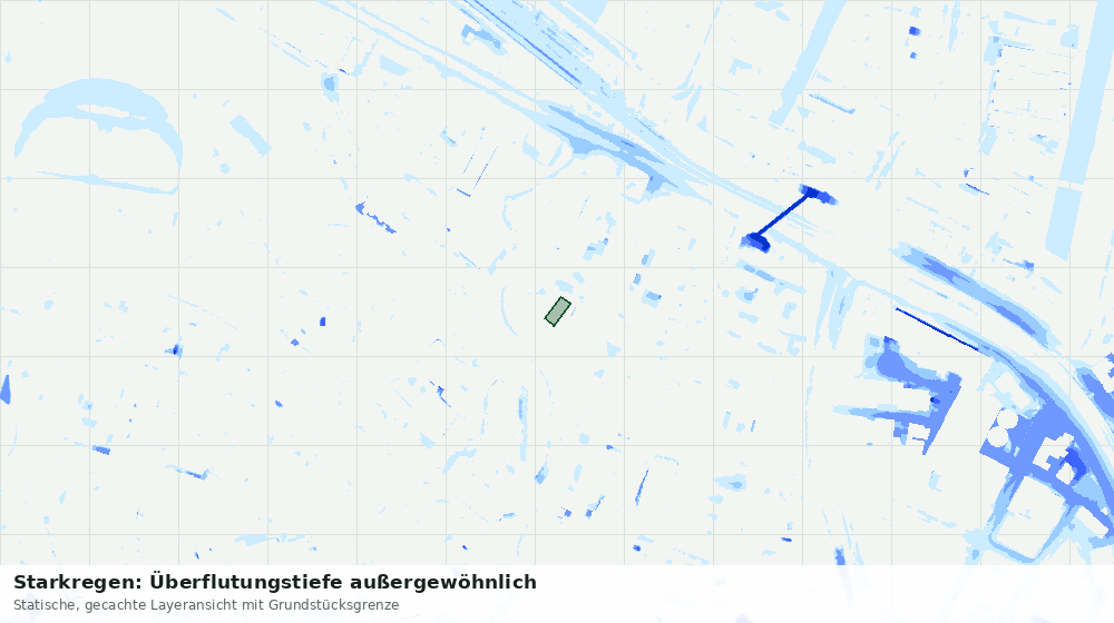 Statische Kartenansicht: Starkregen: Überflutungstiefe außergewöhnlich