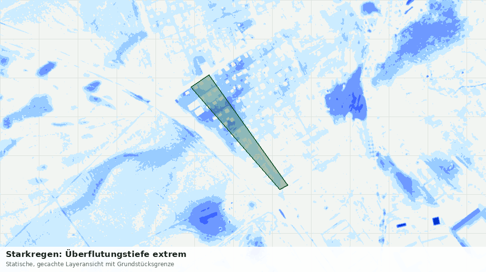 Statische Kartenansicht: Starkregen: Überflutungstiefe extrem