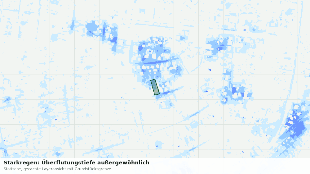 Statische Kartenansicht: Starkregen: Überflutungstiefe außergewöhnlich
