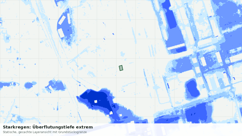 Statische Kartenansicht: Starkregen: Überflutungstiefe extrem