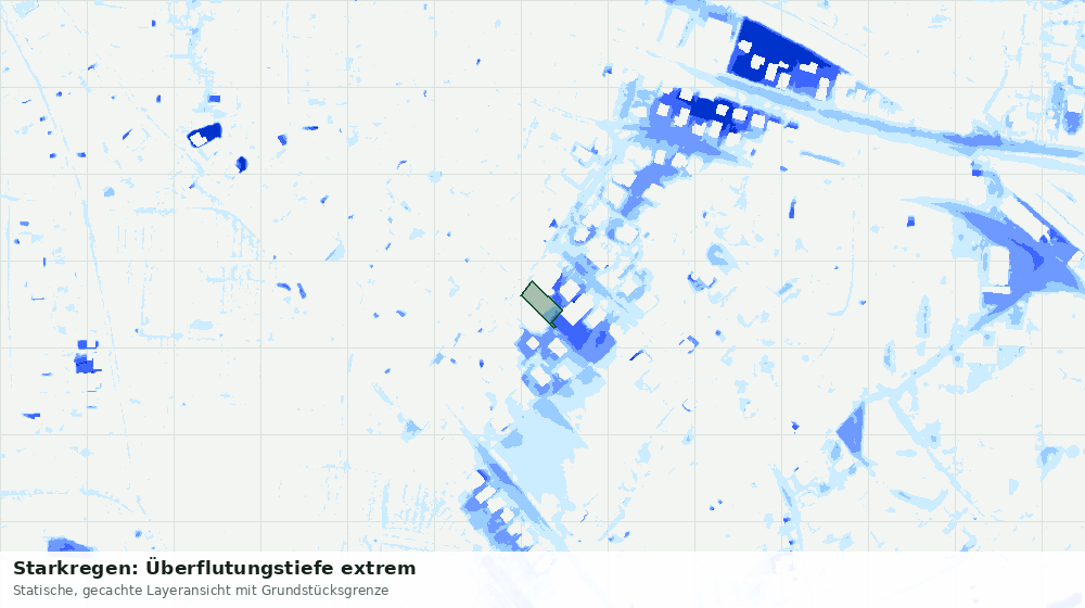 Statische Kartenansicht: Starkregen: Überflutungstiefe extrem
