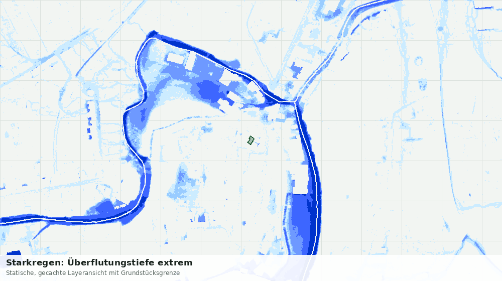 Statische Kartenansicht: Starkregen: Überflutungstiefe extrem