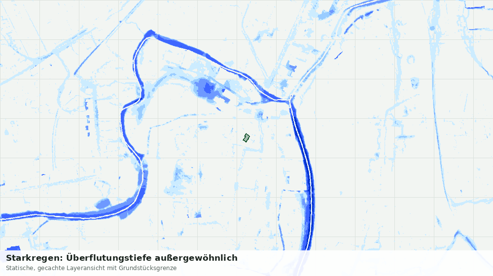 Statische Kartenansicht: Starkregen: Überflutungstiefe außergewöhnlich