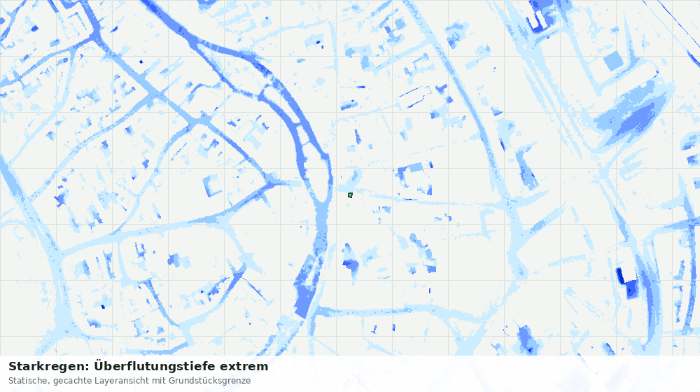 Statische Kartenansicht: Starkregen: Überflutungstiefe extrem