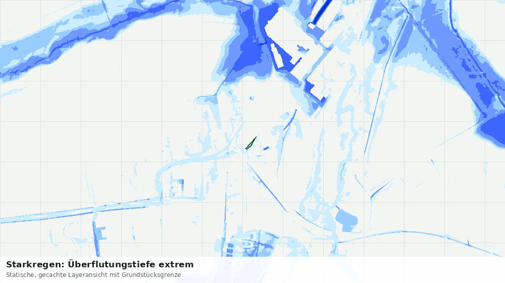 Statische Kartenansicht: Starkregen: Überflutungstiefe extrem