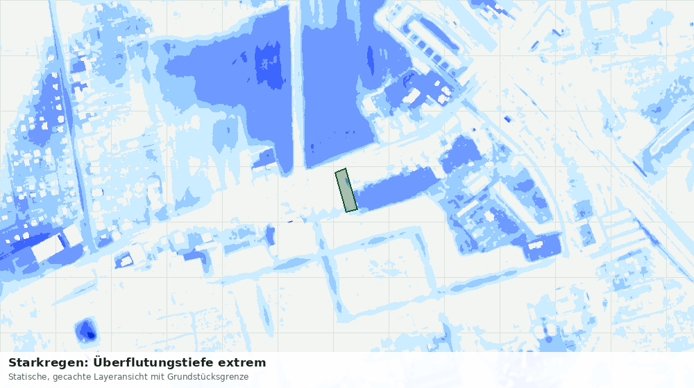 Statische Kartenansicht: Starkregen: Überflutungstiefe extrem