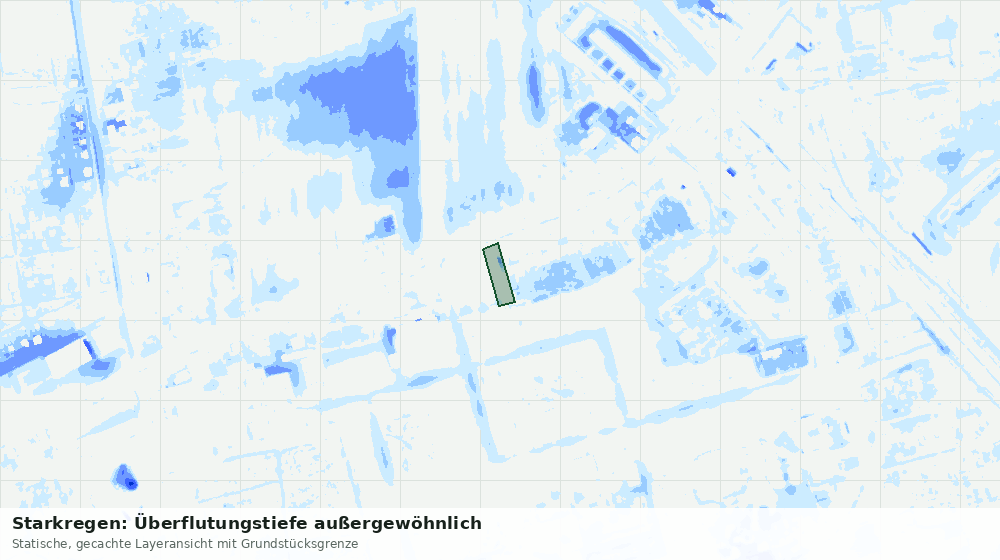 Statische Kartenansicht: Starkregen: Überflutungstiefe außergewöhnlich