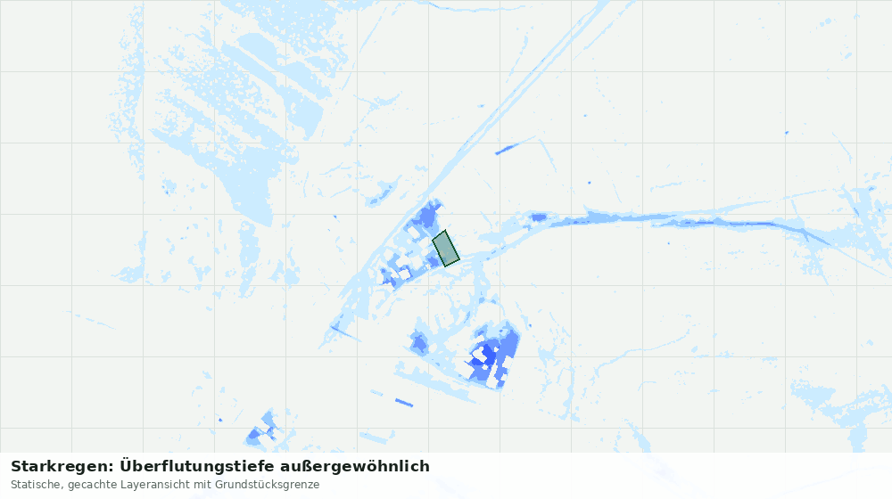 Statische Kartenansicht: Starkregen: Überflutungstiefe außergewöhnlich