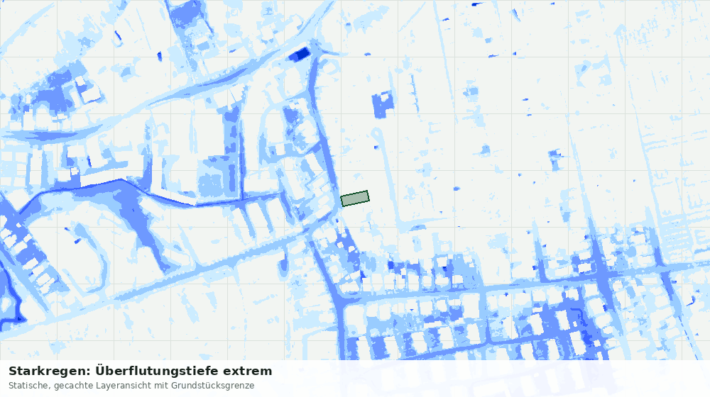 Statische Kartenansicht: Starkregen: Überflutungstiefe extrem