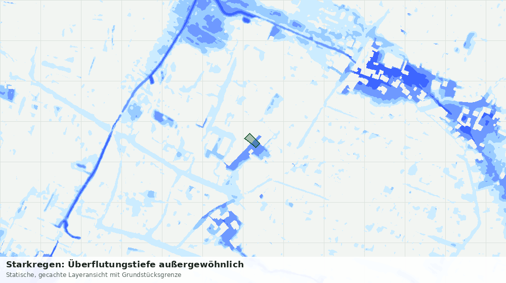 Statische Kartenansicht: Starkregen: Überflutungstiefe außergewöhnlich