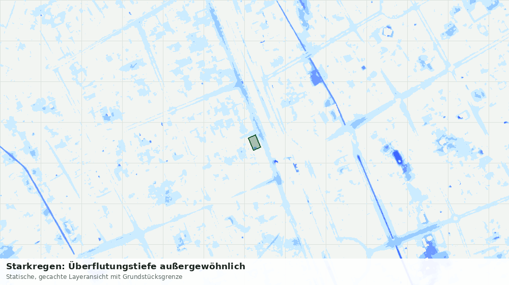 Statische Kartenansicht: Starkregen: Überflutungstiefe außergewöhnlich