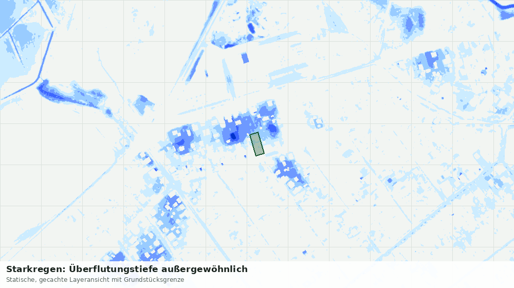 Statische Kartenansicht: Starkregen: Überflutungstiefe außergewöhnlich