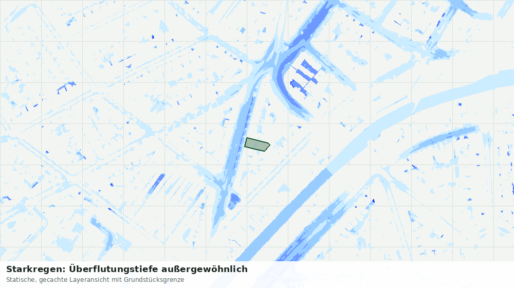Statische Kartenansicht: Starkregen: Überflutungstiefe außergewöhnlich
