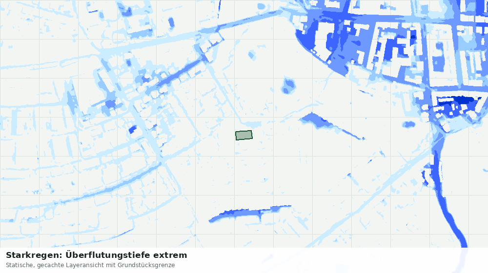 Statische Kartenansicht: Starkregen: Überflutungstiefe extrem