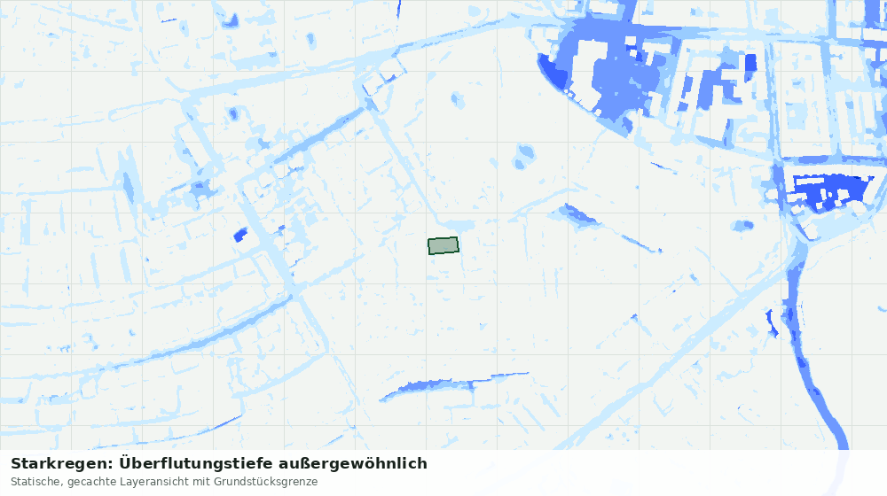 Statische Kartenansicht: Starkregen: Überflutungstiefe außergewöhnlich