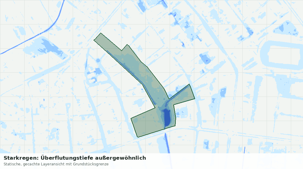 Statische Kartenansicht: Starkregen: Überflutungstiefe außergewöhnlich