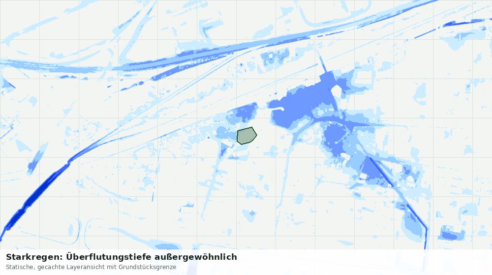 Statische Kartenansicht: Starkregen: Überflutungstiefe außergewöhnlich
