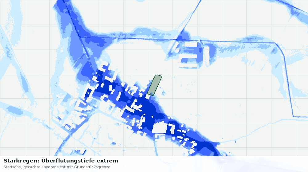 Statische Kartenansicht: Starkregen: Überflutungstiefe extrem