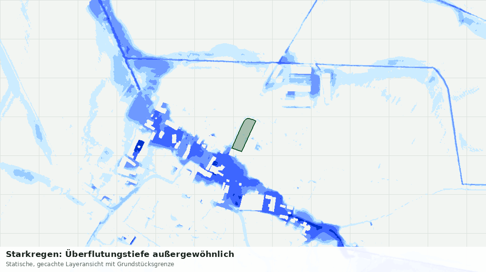 Statische Kartenansicht: Starkregen: Überflutungstiefe außergewöhnlich