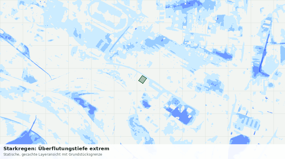 Statische Kartenansicht: Starkregen: Überflutungstiefe extrem