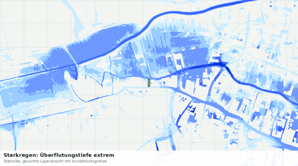 Statische Kartenansicht: Starkregen: Überflutungstiefe extrem