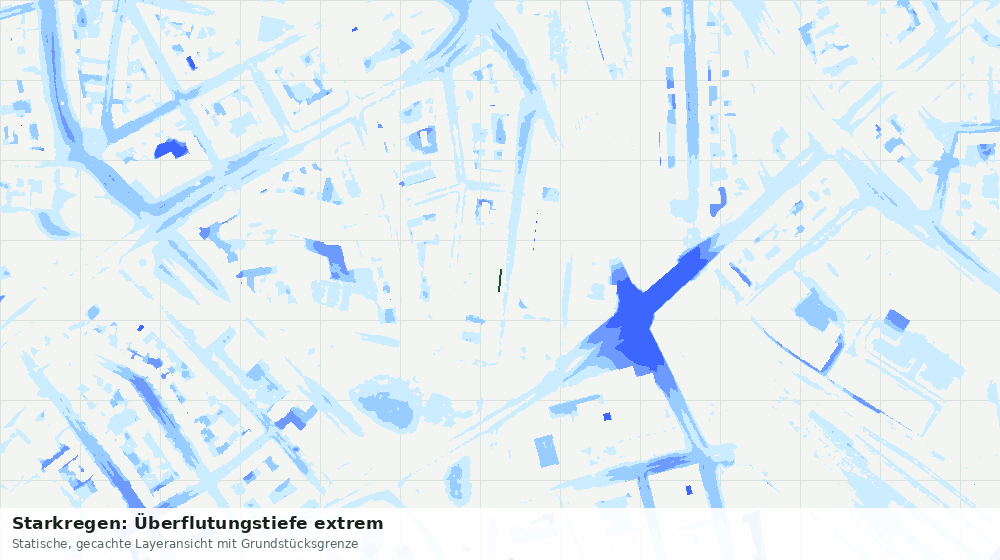 Statische Kartenansicht: Starkregen: Überflutungstiefe extrem
