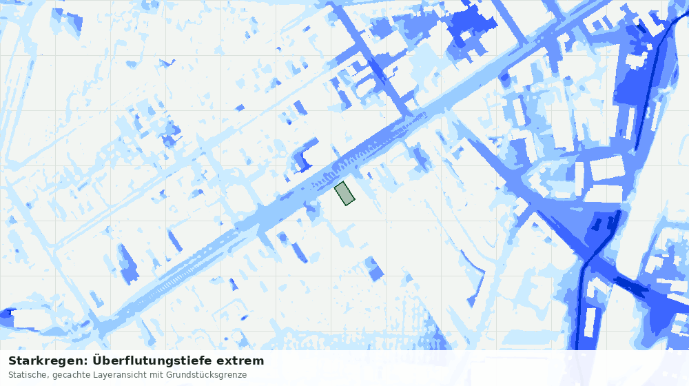 Statische Kartenansicht: Starkregen: Überflutungstiefe extrem