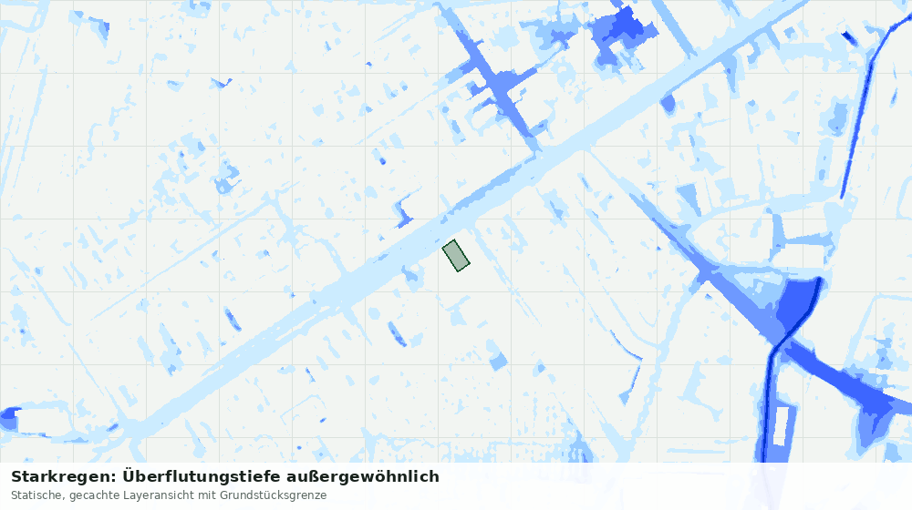 Statische Kartenansicht: Starkregen: Überflutungstiefe außergewöhnlich
