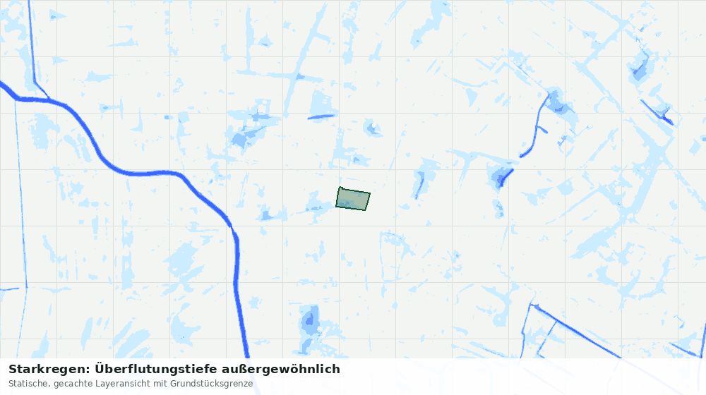 Statische Kartenansicht: Starkregen: Überflutungstiefe außergewöhnlich