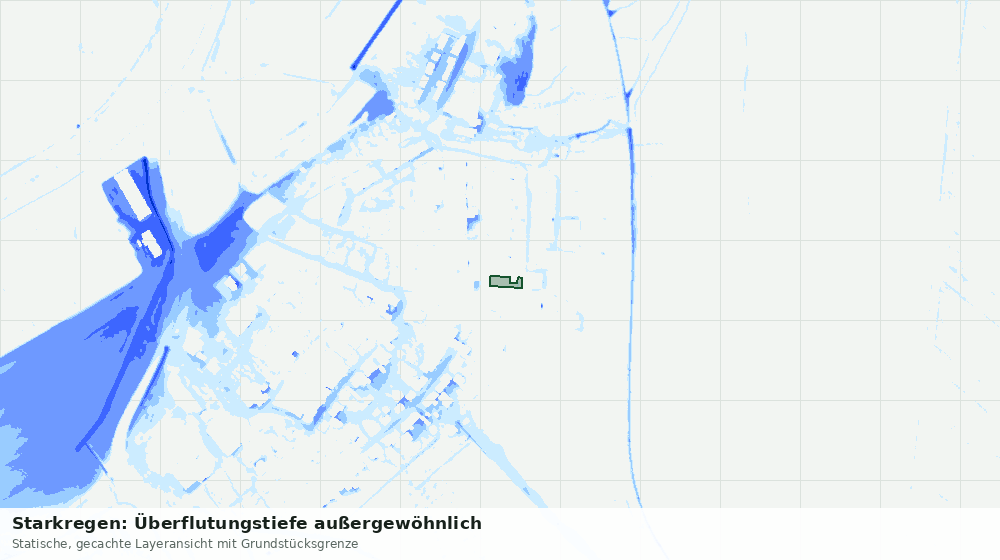 Statische Kartenansicht: Starkregen: Überflutungstiefe außergewöhnlich