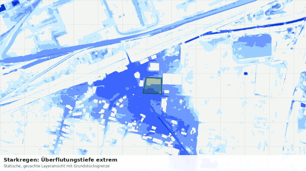 Statische Kartenansicht: Starkregen: Überflutungstiefe extrem
