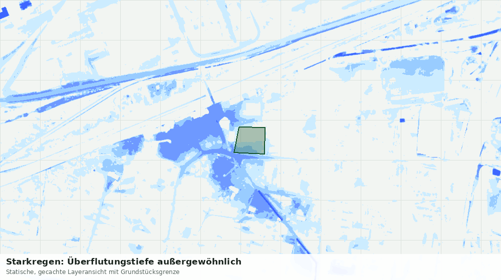 Statische Kartenansicht: Starkregen: Überflutungstiefe außergewöhnlich