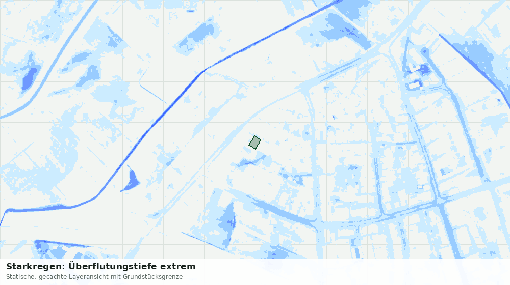 Statische Kartenansicht: Starkregen: Überflutungstiefe extrem