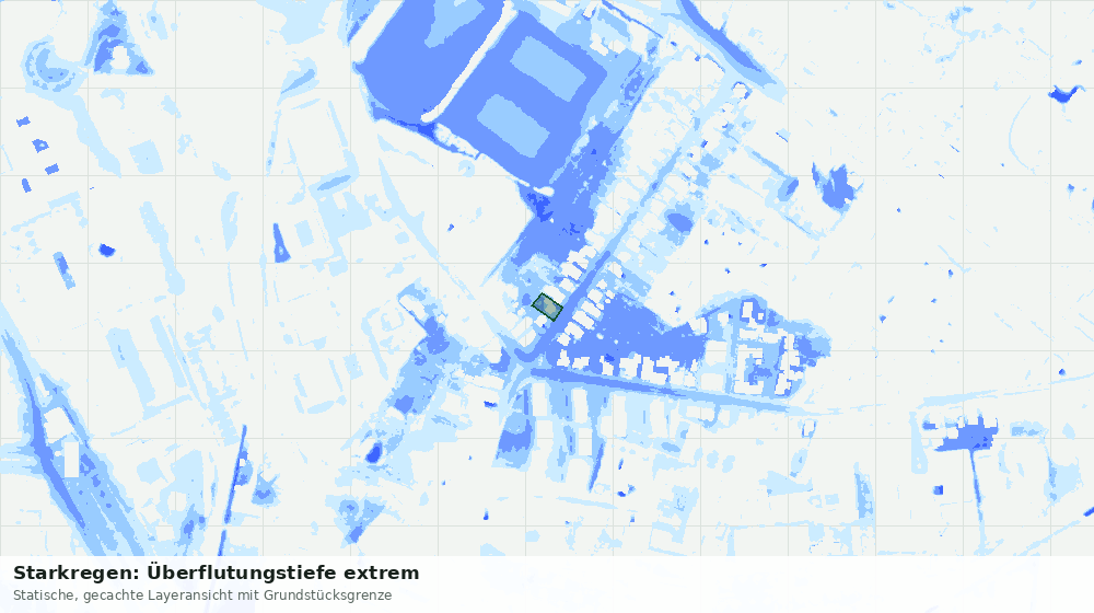 Statische Kartenansicht: Starkregen: Überflutungstiefe extrem