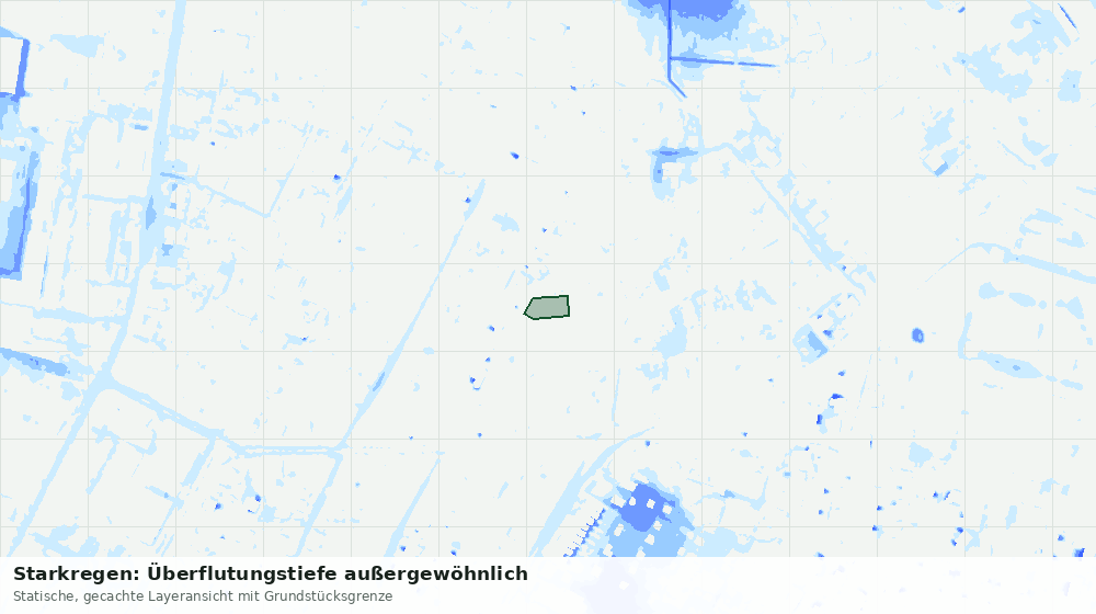 Statische Kartenansicht: Starkregen: Überflutungstiefe außergewöhnlich
