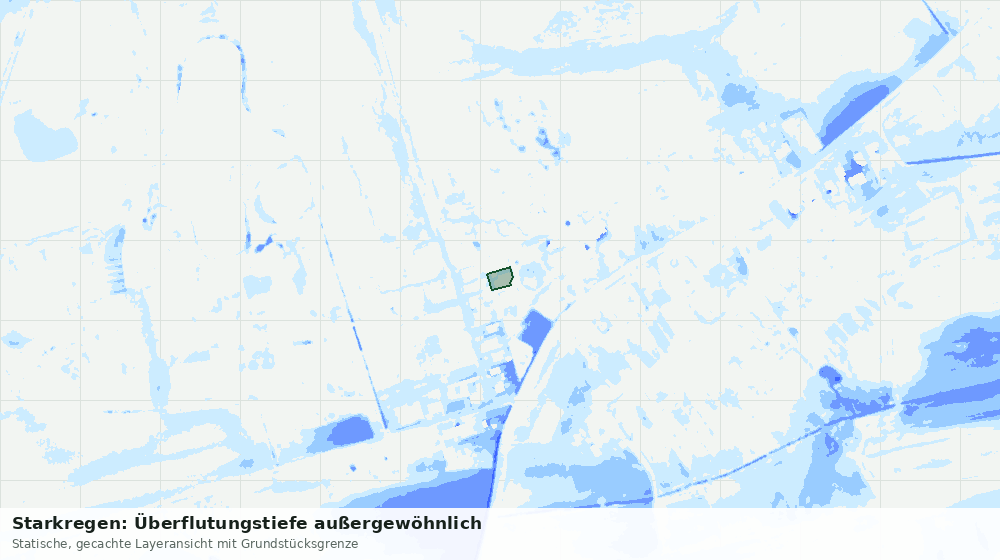 Statische Kartenansicht: Starkregen: Überflutungstiefe außergewöhnlich