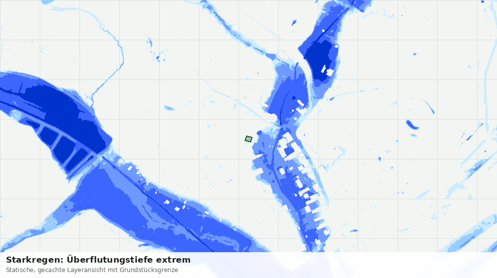 Statische Kartenansicht: Starkregen: Überflutungstiefe extrem