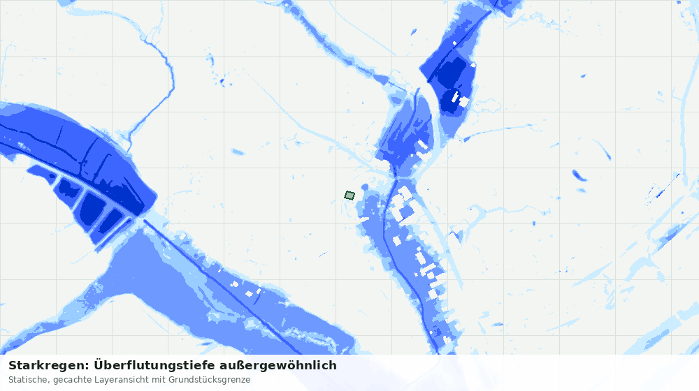 Statische Kartenansicht: Starkregen: Überflutungstiefe außergewöhnlich