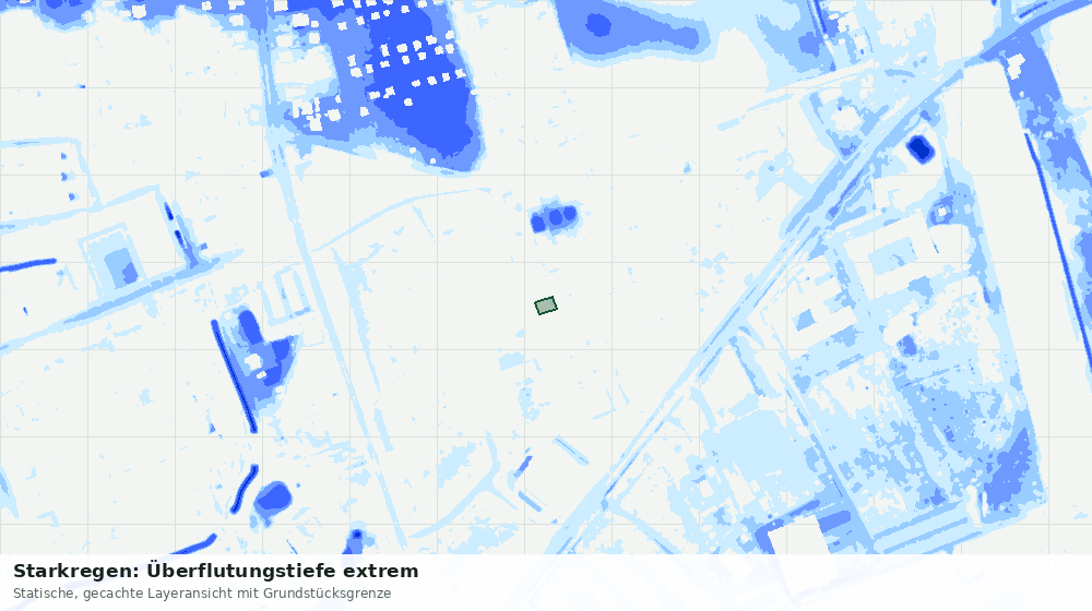 Statische Kartenansicht: Starkregen: Überflutungstiefe extrem