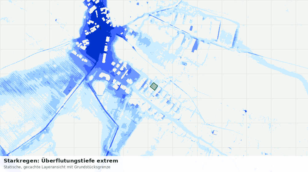 Statische Kartenansicht: Starkregen: Überflutungstiefe extrem