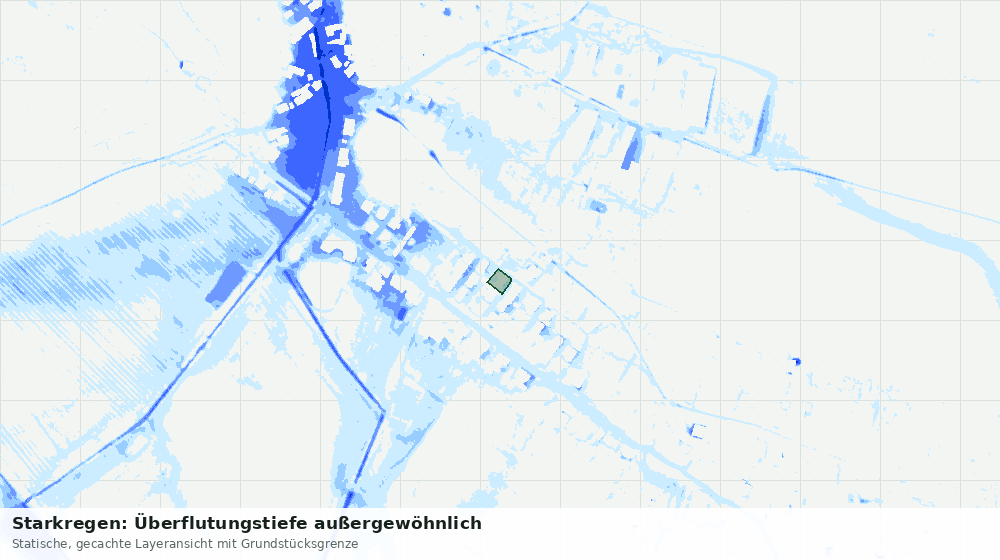 Statische Kartenansicht: Starkregen: Überflutungstiefe außergewöhnlich