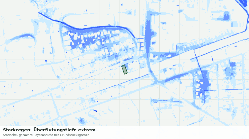 Statische Kartenansicht: Starkregen: Überflutungstiefe extrem