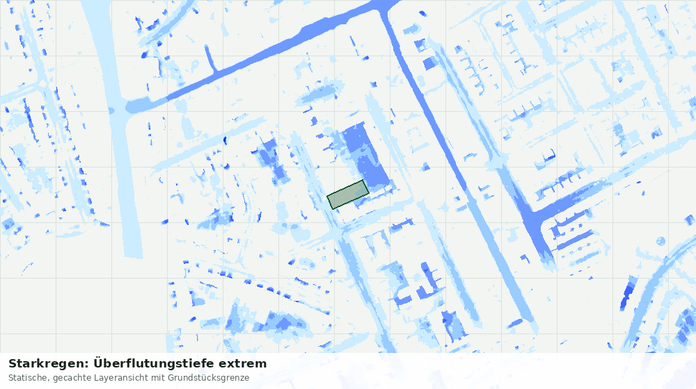 Statische Kartenansicht: Starkregen: Überflutungstiefe extrem