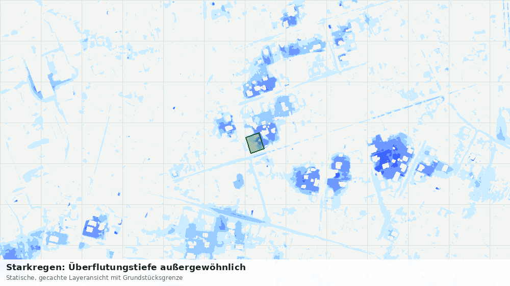 Statische Kartenansicht: Starkregen: Überflutungstiefe außergewöhnlich