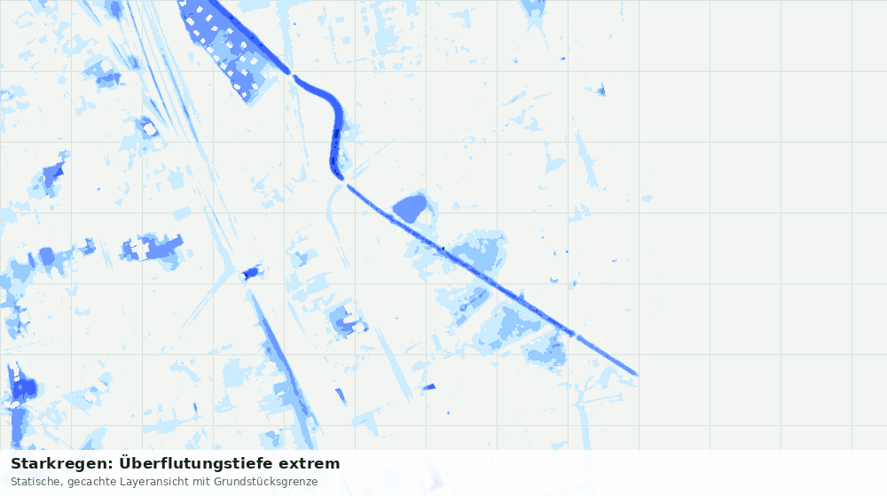 Statische Kartenansicht: Starkregen: Überflutungstiefe extrem