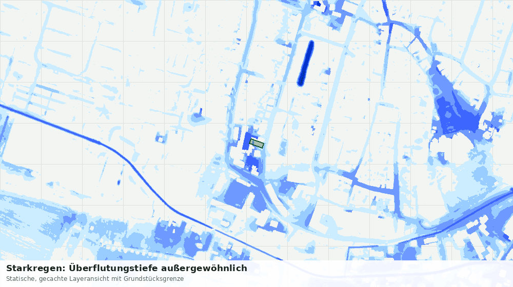 Statische Kartenansicht: Starkregen: Überflutungstiefe außergewöhnlich