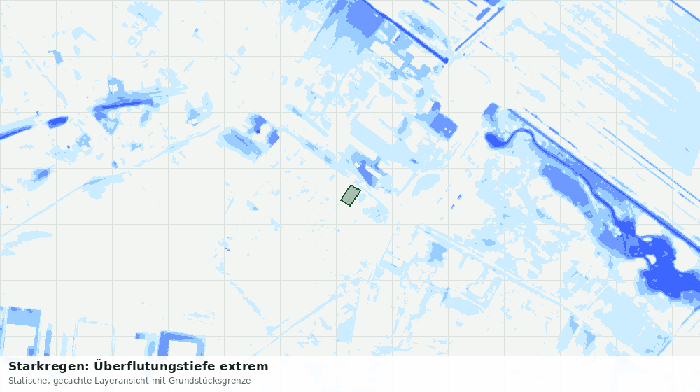 Statische Kartenansicht: Starkregen: Überflutungstiefe extrem