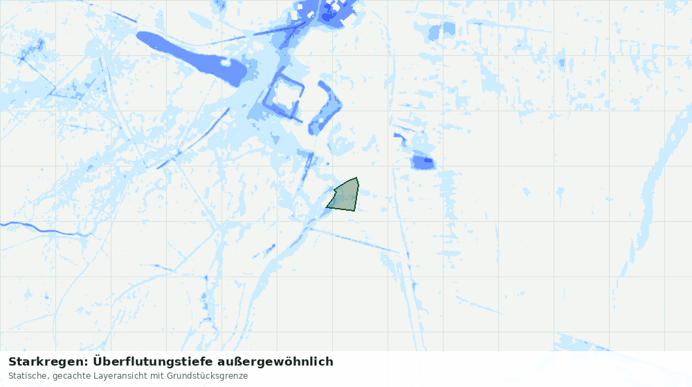 Statische Kartenansicht: Starkregen: Überflutungstiefe außergewöhnlich