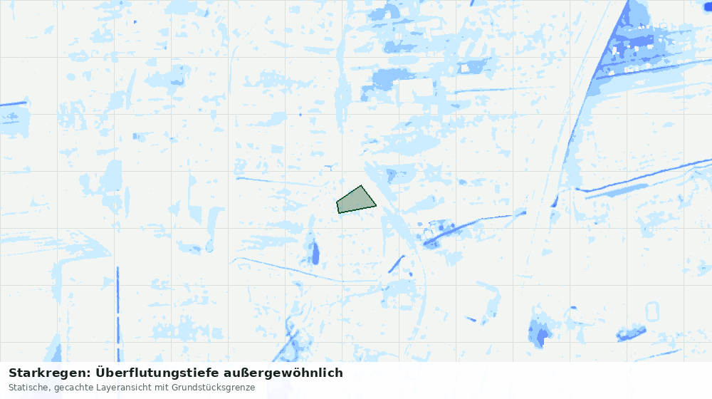 Statische Kartenansicht: Starkregen: Überflutungstiefe außergewöhnlich