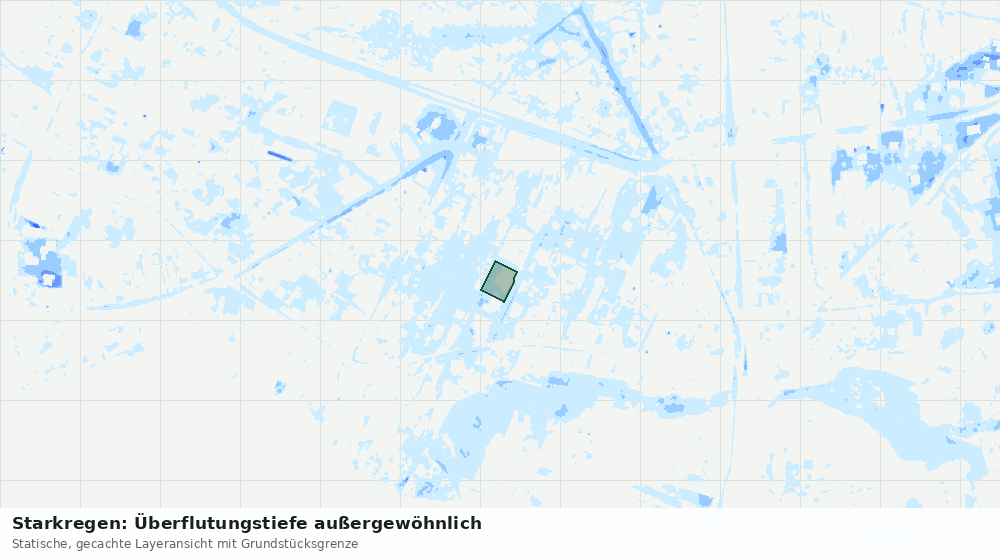 Statische Kartenansicht: Starkregen: Überflutungstiefe außergewöhnlich